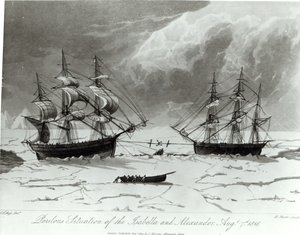Gevaarlijke situatie van de Isabella en Alexander, 7 augustus 1819 door English School